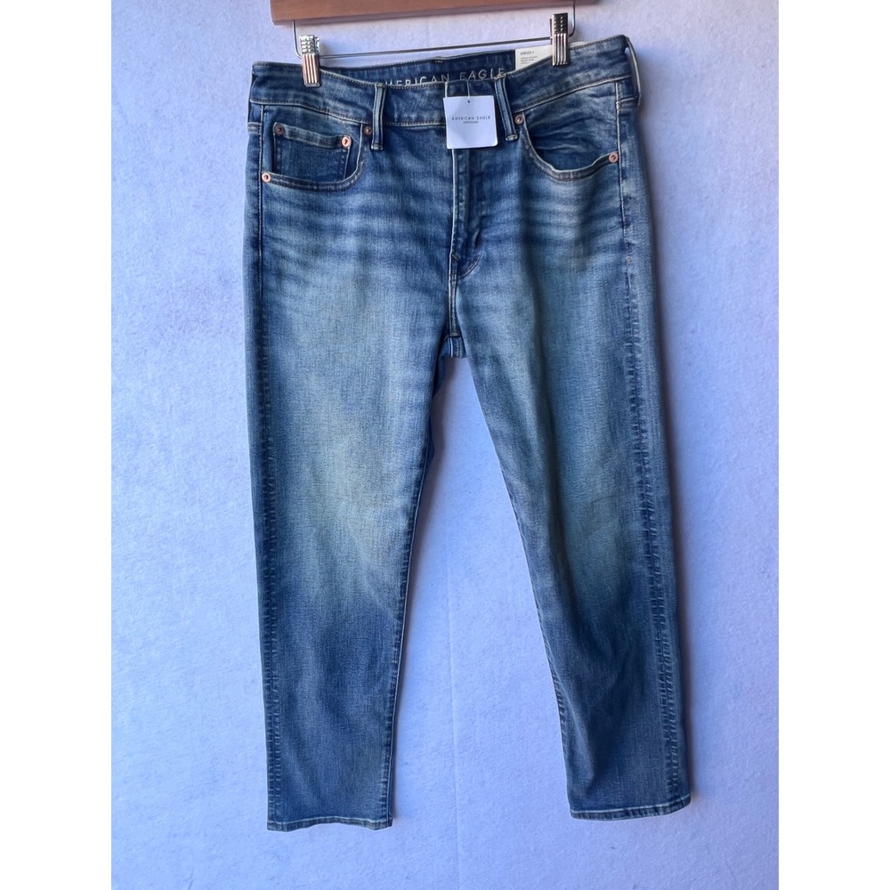 American Eagle Airflex+ Original Straight Jeans 32x32 Medium Tinted Wash